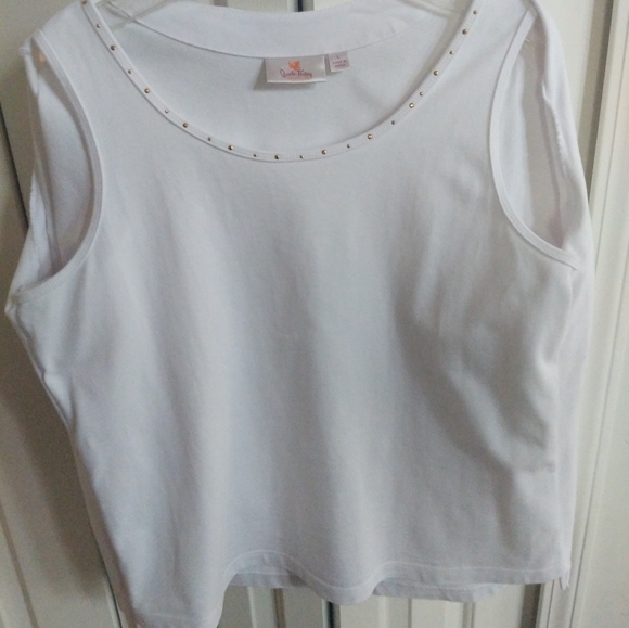 Quacker Factory Twin Set Size L White Beaded Long Sleeve Cardigan Shell - Picture 7 of 15